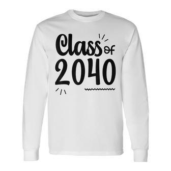 Class Of 2040 Grow With Me Handprints On Back Pre-K To 12 Long Sleeve T-Shirt | Seseable UK
