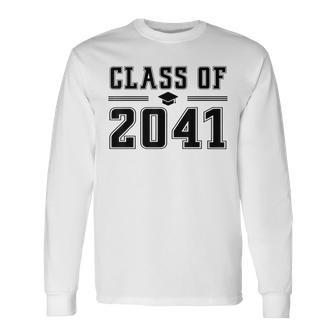 Class Of 2041 Grow With Me Graduation Handprint On Back Long Sleeve T-Shirt | Seseable UK