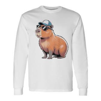 Cool Capybara Con Gafas Deol Divertido Amante Capibara Camiseta de manga larga - Regaloses