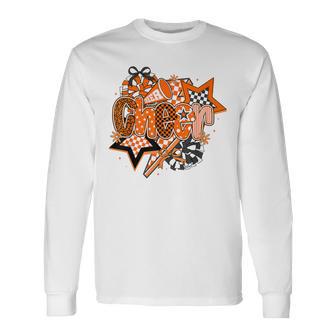Coquette Cheer Bow Sport Cheerleader Cheerleading Orange Long Sleeve T-Shirt | Seseable UK