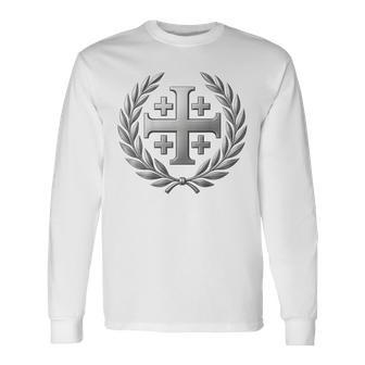 Croix De Jérusalem Chrétien Catholique T-shirt à manches longues - Cadeauxyz