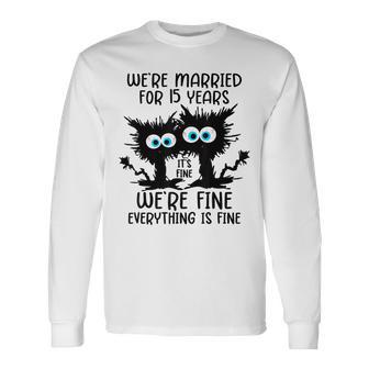 Crystal Wedding We're Married For 15 Years Long Sleeve T-Shirt - Thegiftio UK