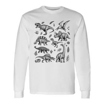 Dinosaur Graphic Adult Kids Boys Vintage Cute Dino Long Sleeve T-Shirt - Thegiftio UK