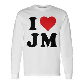 I Heart Jm Initials I Love JM First And Last Name J M Long Sleeve T-Shirt - Thegiftio UK