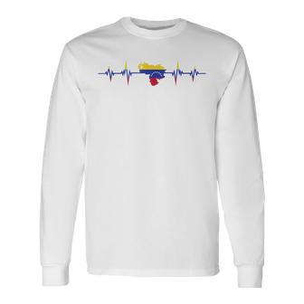 Heartbeat Mapa Diseño Banderaenezolanaenezuela In Mangas Camiseta de manga larga - Regaloses