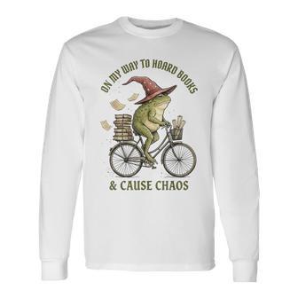 On My Way To Hoard Books And Cause Chaos Long Sleeve T-Shirt - Thegiftio UK