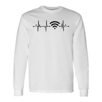 Internet Nerd Heartbeat Wifi In Mangas Camiseta de manga larga - Regaloses
