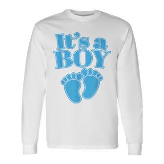 It's A Boy Baby Blue Gender Reveal Party Long Sleeve T-Shirt - Thegiftio UK