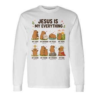 Jesús Es Mi Todo Capibara Fe Cristiana Camiseta de manga larga - Regaloses