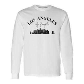 Los Angeles Graphique City Of Angles Avec Ligne D'horizon De Laille De La T-shirt à manches longues - Cadeauxyz