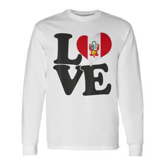 I Love Peru Bandera Corazón Patrióticoiaje Camiseta de manga larga - Regaloses