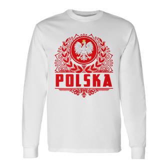 Maillot De Pologne Avec Blason Polonais Aigle T-shirt à manches longues - Cadeauxyz
