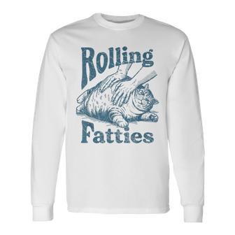 Rolling Fatties Vintage Cute Cat Lover Owner Kitty Long Sleeve T-Shirt - Monsterry