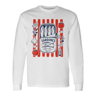 Sardineintage En Étain Poisson Rétroardine Côtière T-shirt à manches longues - Cadeauxyz