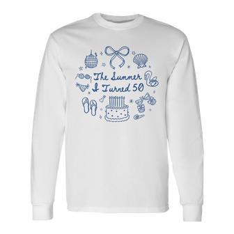 Summer I Turned 50 Seashell Coastal Beach Vacation 50Th Bday Long Sleeve T-Shirt - Thegiftio UK