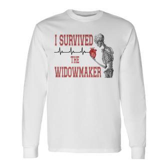 I Survived Widowmaker Ekg Heartbeat Heart Attack Survivor Long Sleeve T-Shirt - Thegiftio UK
