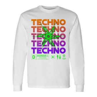 Techno Disorder Cyber Rave Estética Diseño Industrial Camiseta de manga larga - Regaloses