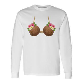 Tiki Luau Hula Hawaiian Coconut Bra With Coconut Breasts Long Sleeve T-Shirt | Seseable UK