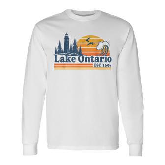 Vintage Style Lake Ontario Retro Long Sleeve T-Shirt - Thegiftio UK