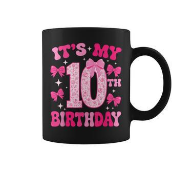 10Th Birthday Pink Coquette Bow Girls It's My 10 Floral Coffee Mug - Thegiftio UK