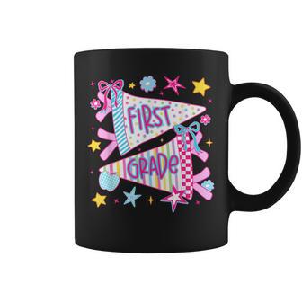 1St First Day Of First Grade Back To School Pennant Bow Girl Coffee Mug - Thegiftio UK