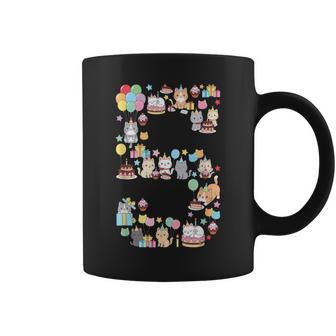 5 Years Old Kids Girls 5Th Birthday Party Cute Kawaii Cat Coffee Mug - Thegiftio UK
