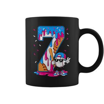 7Th Birthday Baseball Ice Cream Drip 7 Year Old Boys Batter Coffee Mug - Thegiftio UK