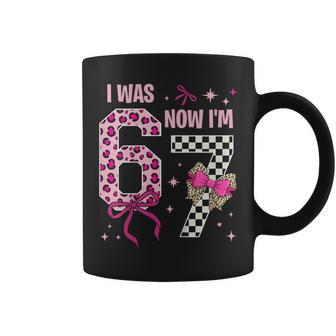 7Th Birthday Girl I Was 6 Now Im 7 Year Old 6 7 Pink Leopard Coffee Mug - Thegiftio UK