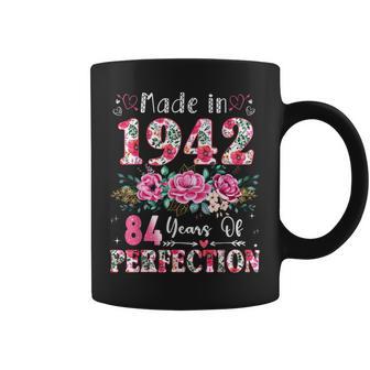 84 Year Old Made In 1942 Floral 84Th Birthday Women Coffee Mug - Thegiftio UK