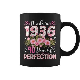90 Year Old Made In 1936 Floral 90Th Birthday Women Coffee Mug - Thegiftio UK