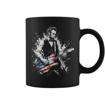 Abraham Lincoln Abe Lincoln Playing Guitar American Flag Coffee Mug - Thegiftio UK