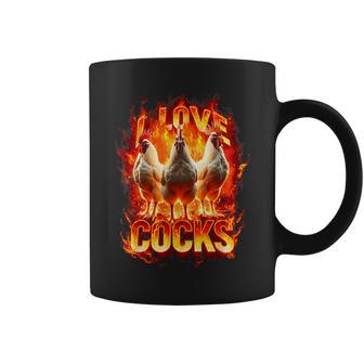 Amo Las Pollas Granja De Fuego Animales Gallos Meme Amantes De Pollos Taza de café - Regaloses