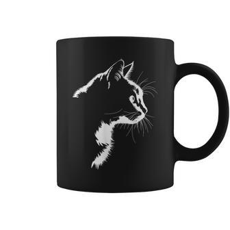 Avec Un Chat Filleilhouette Tete De Chat Tasse - Cadeauxyz