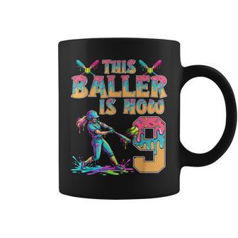 This Baller Is Now 9 Years Old Birthday Girl Softball 9Th Coffee Mug - Monsterry UK