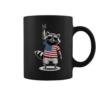 Bandera Americana Mapache Estados Unidos America Taza de café - Regaloses
