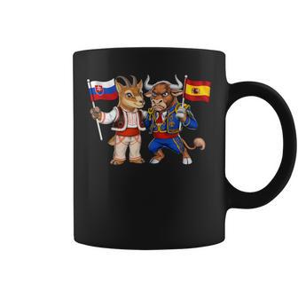 Bandera De Eslovaquia Y España Raíces Eslovacas Española Manga Larga Taza de café - Regaloses