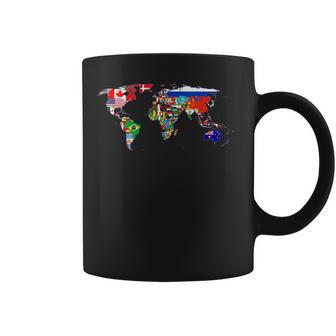Banderas Internacionales Del Mundo Y Mapa Para Profesor Niño Taza de café - Regaloses