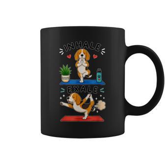 Beagle Perro Haciendo Yoga Inhalar Exale Digor Divertido Taza de café - Regaloses