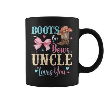 Boots Or Bows Uncle Loves You Gender Reveal Family Coffee Mug - Thegiftio UK