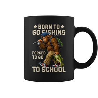 Born To Go Fishing Forced School Bigfoot Kids Boys Coffee Mug - Thegiftio UK