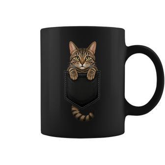 Brown Tabby Cat Lover Cute Pocket Cat Mom Coffee Mug | Seseable UK