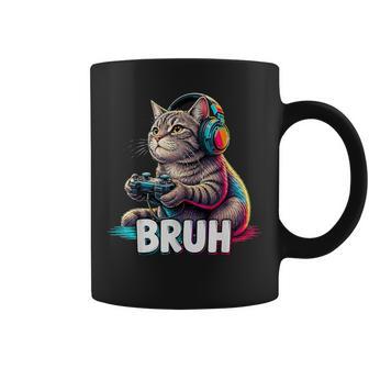 Bruh Cat Gamer Console De Jeu Humoristique Rétro Tasse - Cadeauxyz