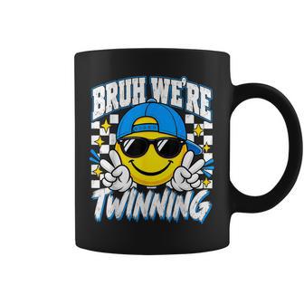Bruh We're Twinning Retro Twin Day Spirit Week Boys Kids Coffee Mug | Seseable UK