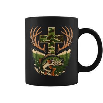 Camo Faith Hunting Fishing Cross Angler Fisherman Christian Coffee Mug - Thegiftio UK