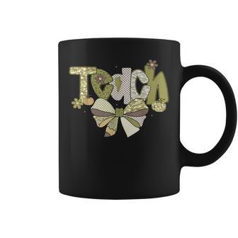 Camo Teach Coquette Bow Retro Camouflage Teacher Coffee Mug | Seseable UK