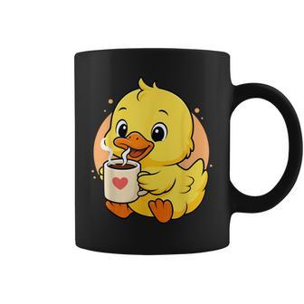 Canard Buvant Du Café Graphique Canard Kawaii Anime Tasse - Cadeauxyz