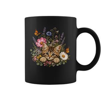 Cat Flower Floral Cute Cat Flower Coffee Mug | Seseable UK