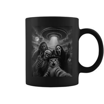 Cat Selfie With Bigfoot Skeleton Alien Ufo Ghost Scary Face Coffee Mug - Thegiftio UK