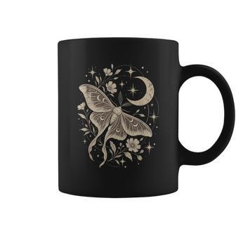 Celestial Moth Croissant De Lune Fleurs Fleurs Étoilesintage Tasse - Cadeauxyz