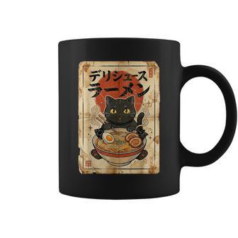 Chat Mangeant Des Nouilles Kawaii Ramen Anime Drôleintage Tasse - Cadeauxyz